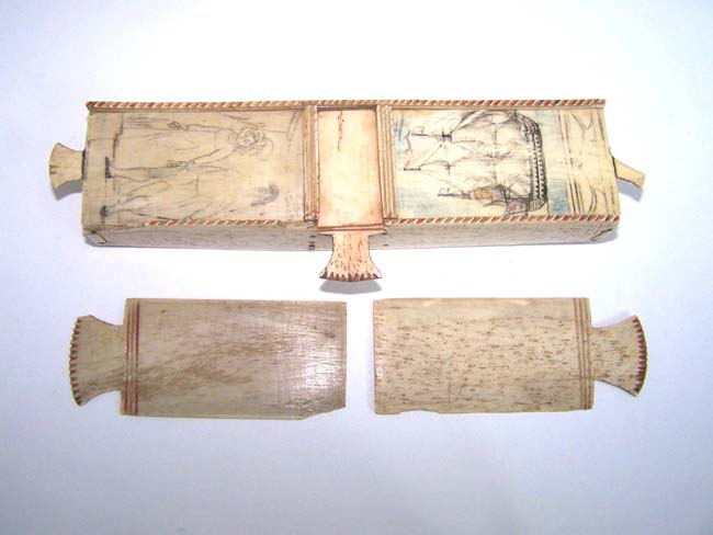 A Fabulous Napoleonic Period Prisoner Made Carved and Scrimshawed Bone Games Box circa 1800 — image 4